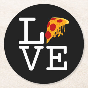 Dessous-de-verre Rond En Papier Pizza Slice Love