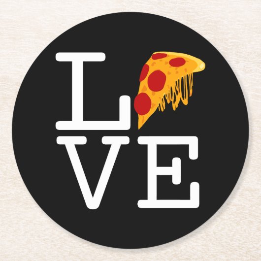 Dessous-de-verre Rond En Papier Pizza Slice Love (Devant)