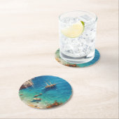 Dessous-de-verre Rond En Papier Plage en Grèce (En situation)