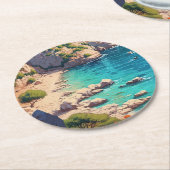 Dessous-de-verre Rond En Papier Plage en Grèce  (Incliné)