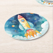 Dessous-de-verre Rond En Papier Planètes spatiales premières (Incliné)