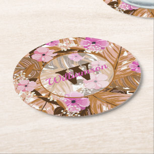 Dessous-de-verre Rond En Papier Plantes tropicaux