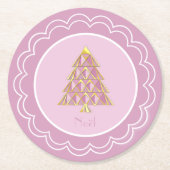 Dessous-de-verre Rond En Papier Plaque en papier Joyoux Noel rose (Devant)
