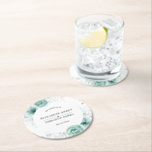 Dessous-de-verre Rond En Papier Plaque en papier Mariage Floral personnalisé