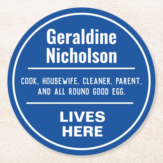 Dessous-de-verre Rond En Papier Plaque murale commémorative amusante (Devant)