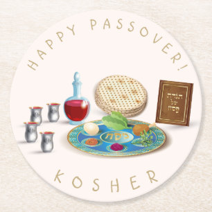 Dessous-de-verre Rond En Papier Plat heureux Pesach cacher de pâque