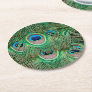 Dessous-de-verre Rond En Papier Plumage de paon