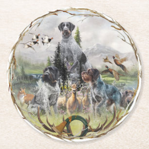 Dessous-de-verre Rond En Papier Pointeur À poils durs allemand