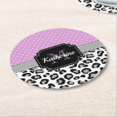 Dessous-de-verre Rond En Papier Points et Empreintes de léopard (Incliné)