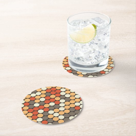 Dessous-de-verre Rond En Papier Points rétro (En situation)