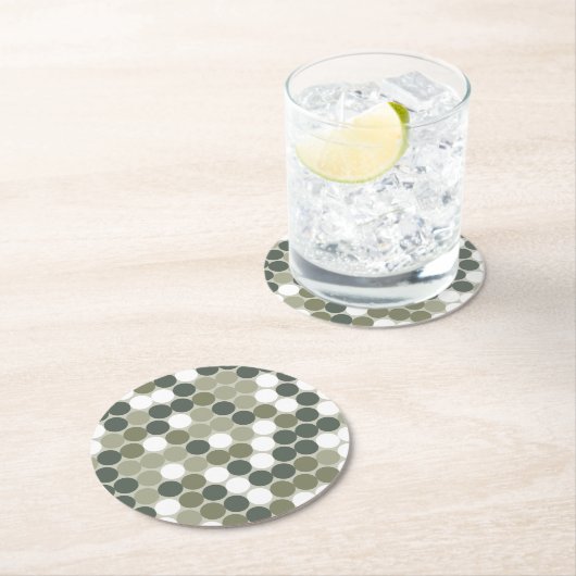 Dessous-de-verre Rond En Papier Points rétro verts (En situation)