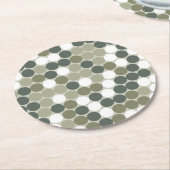 Dessous-de-verre Rond En Papier Points rétro verts (Incliné)