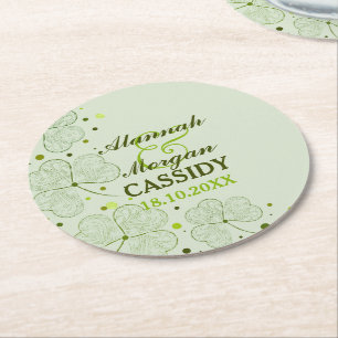 Dessous-de-verre Rond En Papier Pois irlandais Mariage shamrock Dessous de verre p