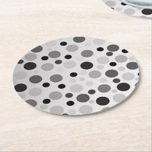 Dessous-de-verre Rond En Papier Pois Noirs Et Gris,