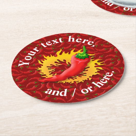 Dessous-de-verre Rond En Papier Poivre avec flamme (Incliné)