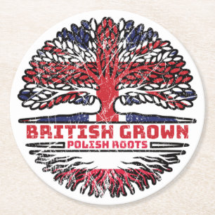 Dessous-de-verre Rond En Papier Poland Polish Uk United Kingdom British Tree Roots