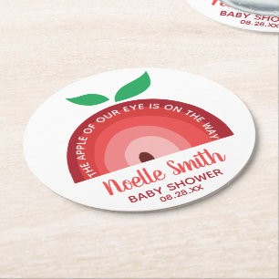 Dessous-de-verre Rond En Papier Pomme de notre oeil, Apple arc-en-ciel, Baby showe