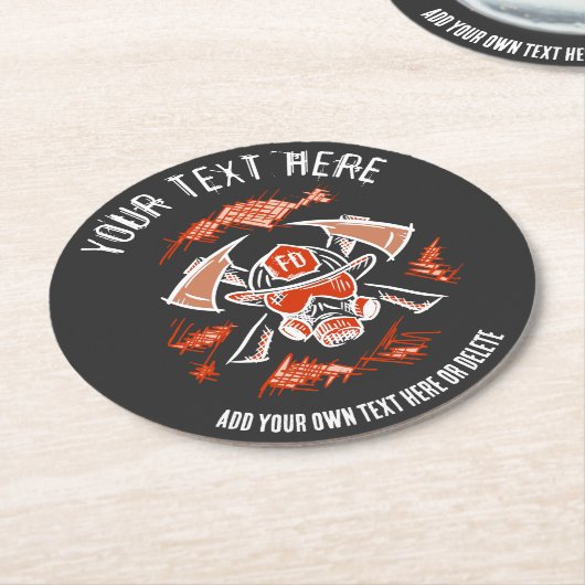 Dessous-de-verre Rond En Papier Pompier / Service d'incendie Modèle cadeau. (Incliné)