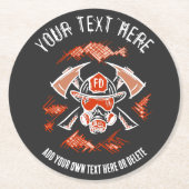 Dessous-de-verre Rond En Papier Pompier / Service d'incendie Modèle cadeau. (Devant)
