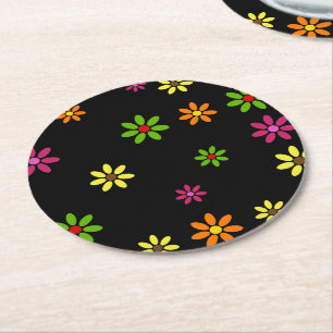 Dessous-de-verre Rond En Papier Pop art Flowers seamless pattern + your ideas