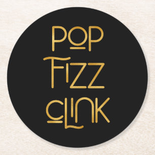 Dessous-de-verre Rond En Papier Pop Fizz Clink Élégante typographie Anniversaire