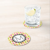 Dessous-de-verre Rond En Papier Popsicles et crème glacée Monogramme personnalisé (En situation)