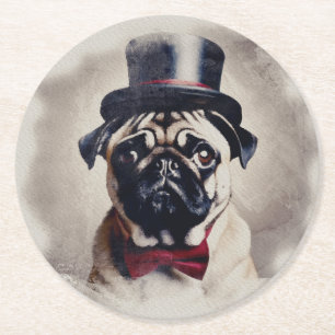 Dessous-de-verre Rond En Papier Portrait de Carlin vintage Posh