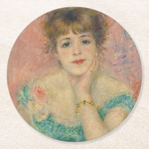 Dessous-de-verre Rond En Papier Portrait de l'actrice Jeanne Samary, Auguste Renoi