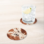 Dessous-de-verre Rond En Papier Poster de animal blanc Brown (En situation)