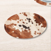 Dessous-de-verre Rond En Papier Poster de animal blanc Brown (Incliné)