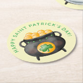 Dessous-de-verre Rond En Papier Pot of Gold Bonne Saint Patrick's Day (Incliné)