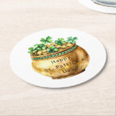 Dessous-de-verre Rond En Papier Pot vert de trèfles de la Saint-Patrick  (Incliné)