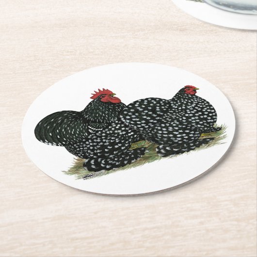 Dessous-de-verre Rond En Papier Poulets en coton (Incliné)