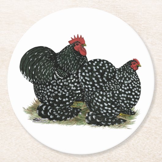 Dessous-de-verre Rond En Papier Poulets en coton (Devant)