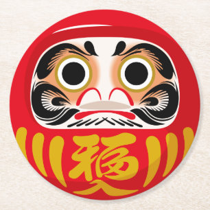 Dessous-de-verre Rond En Papier Poupée Daruma (charme traditionnel japonais de bon
