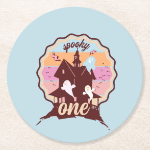 Dessous-de-verre Rond En Papier Premier anniversaire Halloween de Spooky One Ghost