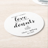 Dessous-de-verre Rond En Papier Premier vient Amour Donuts doux Traiter Mariage Fa (Incliné)