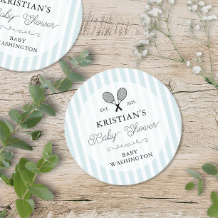 Dessous-de-verre Rond En Papier Preppy Blue Tennis Country Club Baby shower