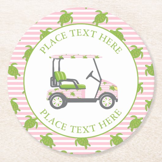 Dessous-de-verre Rond En Papier Preppy Turtles Golf Cart (Devant)