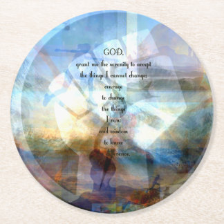 Dessous-de-verre Rond En Papier Prière De Sérénité Avec Art Motivationnel Inspiran