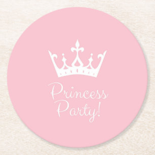 Dessous-de-verre Rond En Papier Princess Party Girly rose et blanc