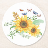 Dessous-de-verre Rond En Papier printemps de tournesol (Devant)