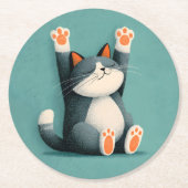 Dessous-de-verre Rond En Papier Professional Nap Taker Funny Sleeping Cat (Devant)