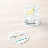 Dessous-de-verre Rond En Papier Promo Logo Latitude Longitude Vignoble de Martha (En situation)