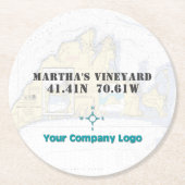 Dessous-de-verre Rond En Papier Promo Logo Latitude Longitude Vignoble de Martha (Devant)
