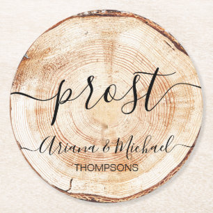 Dessous-de-verre Rond En Papier Prost Allemand Mariage Grain