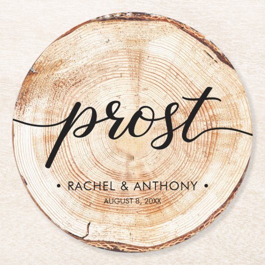 Dessous-de-verre Rond En Papier Prost Allemand Mariage Grain rond sur mesure (Devant)