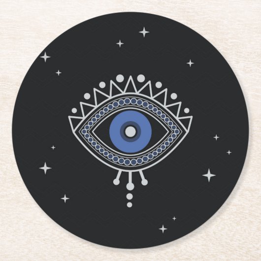 Dessous-de-verre Rond En Papier Protection des yeux bleus contre les mauvaises éne (Devant)