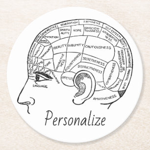 Dessous-de-verre Rond En Papier Psychologie vintage phréologie psychiatrie cerveau