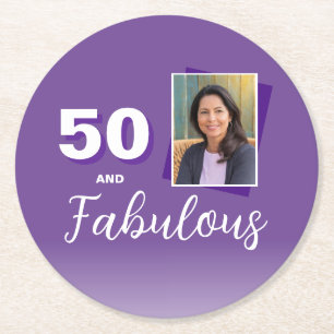 Dessous-de-verre Rond En Papier Purple 50 et fabuleux 50e anniversaire Photo